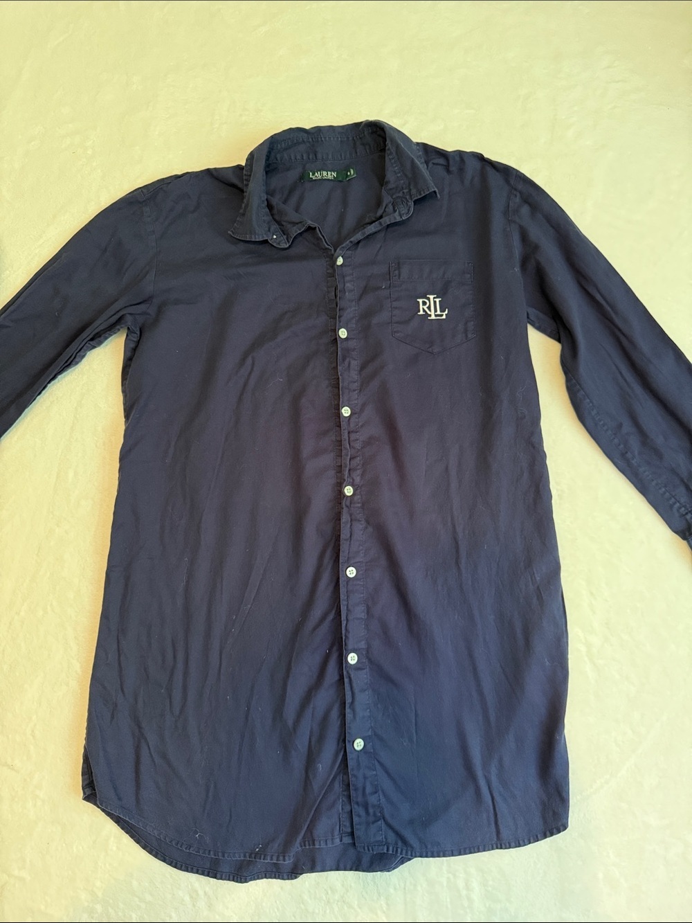 Ralph Lauren Navy Button-Down Long Sleeve Shirt Dress